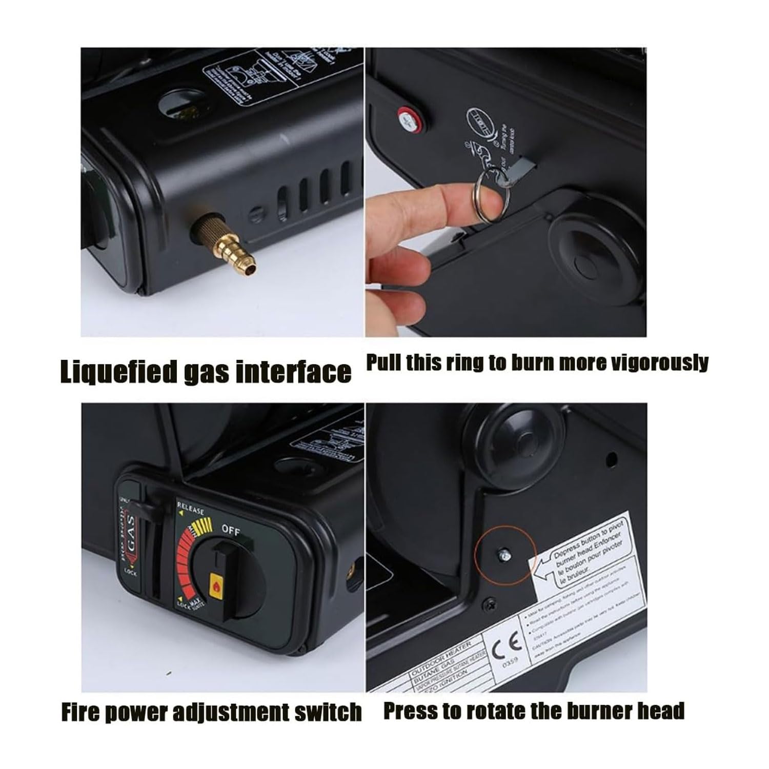 Stufa a Gas da Esterno, Mini Stufa a Gas Portatile da 1,3 kW, Temperatura Regolabile, per Viaggi, Campeggio, roulotte, Pesca, casa