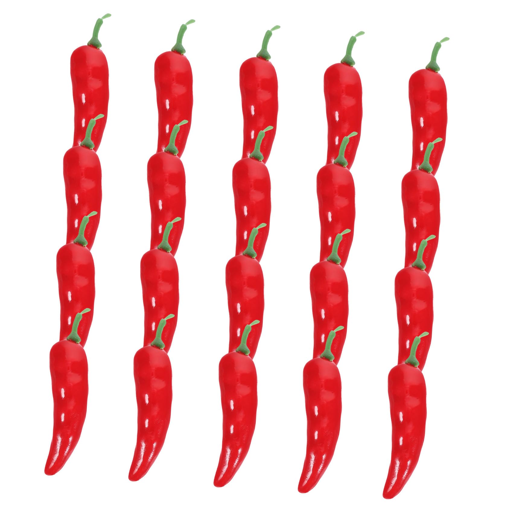 INOOMP Lot de 20 Faux Piments Rouges Réalistes en Mousse, Modèles Alimentaires Décoratifs Miniatures, Accessoires Photo pour Décoration Intérieure, Ambiance la Cuisine et Restaurant