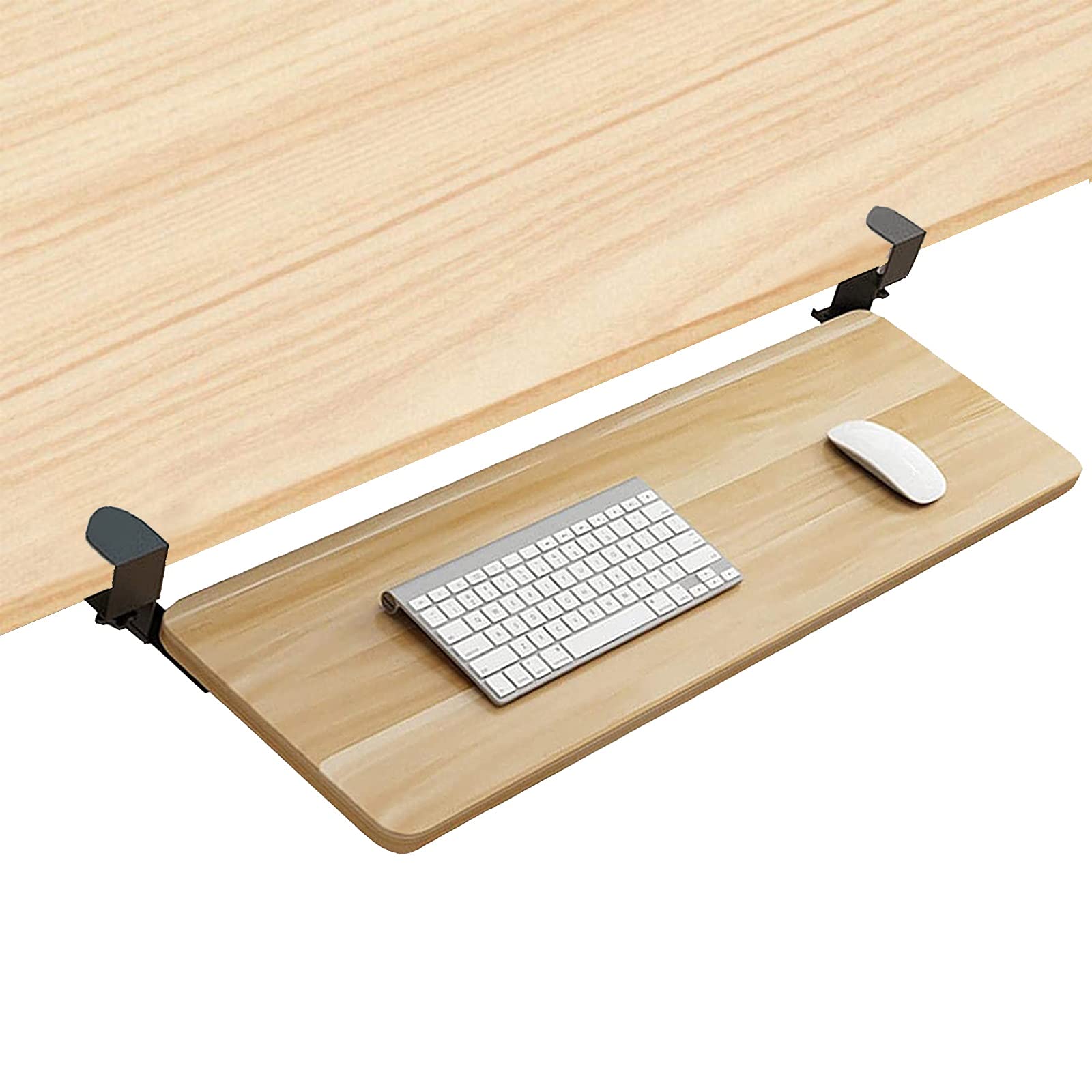 CVJdfhRE desk extender， For Home Office Computer Desk Extender, Under Sliding Keyboard Drawer Platforms, with Clamp, Easy Install, Ergonomic(Walnut,75X25cm/29.5X10inch)