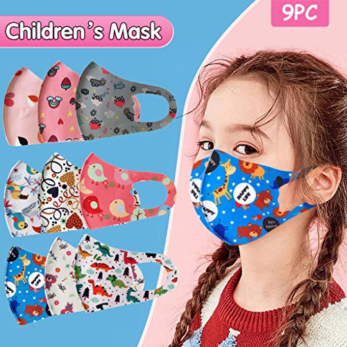 Preisvergleich Produktbild Gesichtsschutzschild 3D, Mundschutz,Atemschutz Mundschutz Mund und Nasenschutz,Mehrweg Atmungsaktiv Stoffmasken Halstuch Bandana Tuch, Mund und Nasenschutz Für Kinder 9PCS!