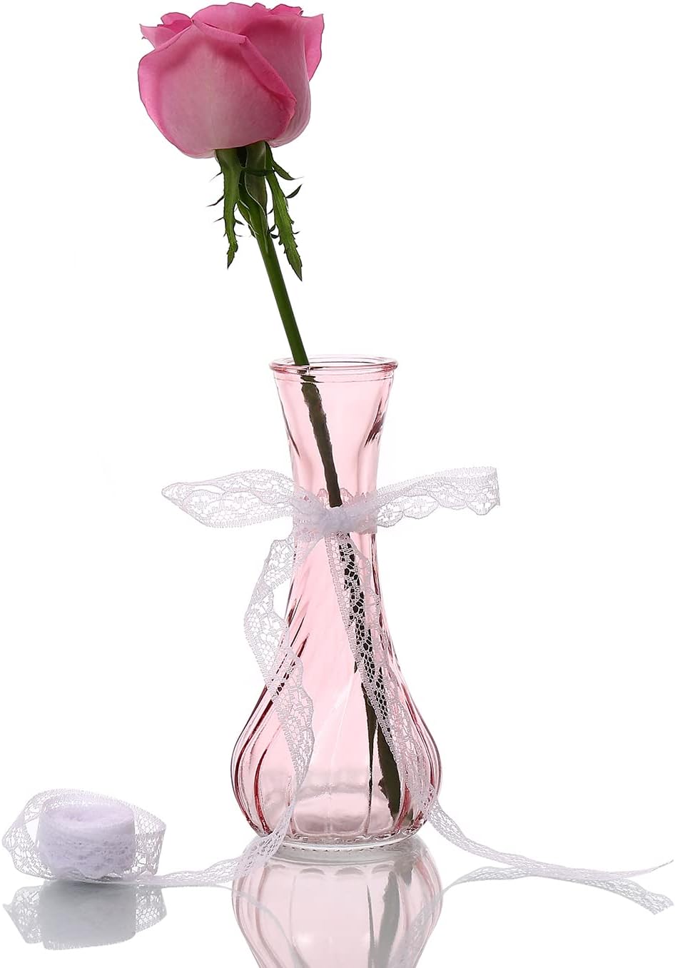 Set of 12 Small Glass Vase Set, Petite Bud Vases for Floral Arrangements, Weddings, Flowers, Home Decor or Office Light Pink