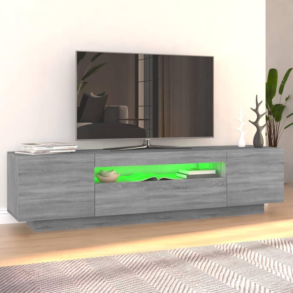 Meuble TV avec lumiÃ¨res LED sonoma gris 80x35x40 cm