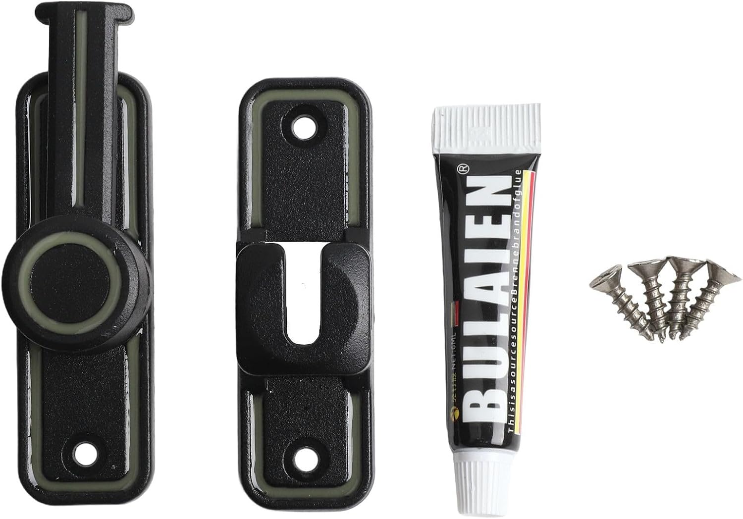 Black Zinc Alloy Door Latch, 90/180 Degree Sliding Bolt Lock Interior Bathroom Balcony Doors, Secure Screw- Hardware Gate Latch