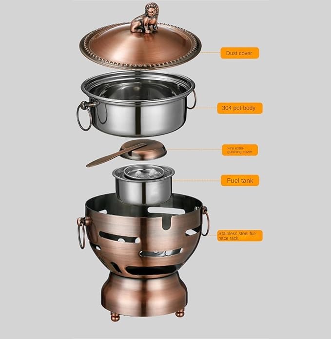 Olla Hotpot China Vintage Acero Inoxidable 24x18.5 cm Dorada miniatura 5