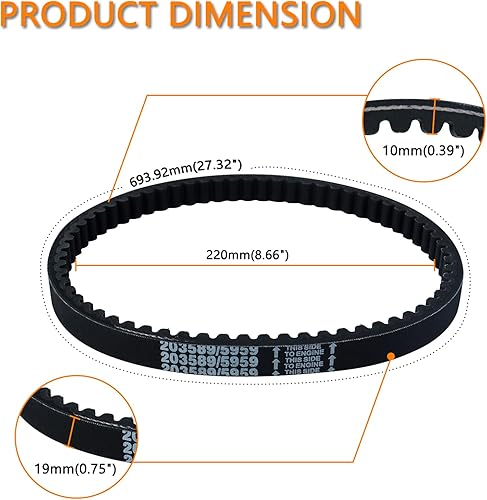 Miniatura 7 de Correas de transmisión compatibles con piezas de Go Kart convertidor de par serie 30 – Reemplaza Manco 5959 / Comet 203589 / Murray 12-8487 Belt 3