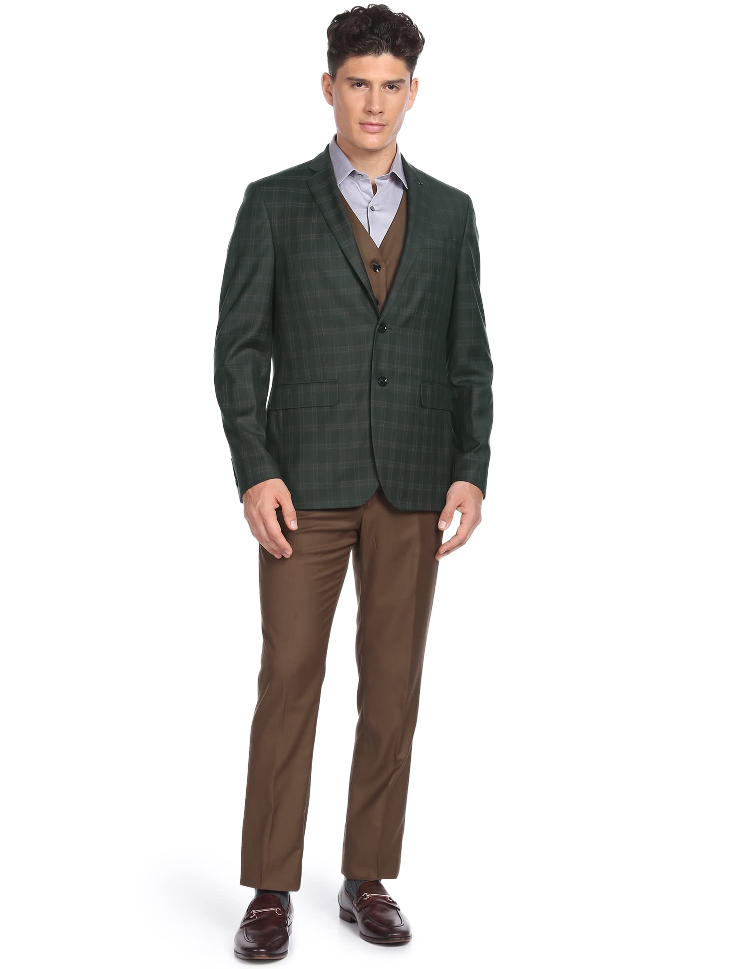 Men Rayon Regular Fit Single Breasted Business Casual Blazer (ARAESU5530_Green-image-49