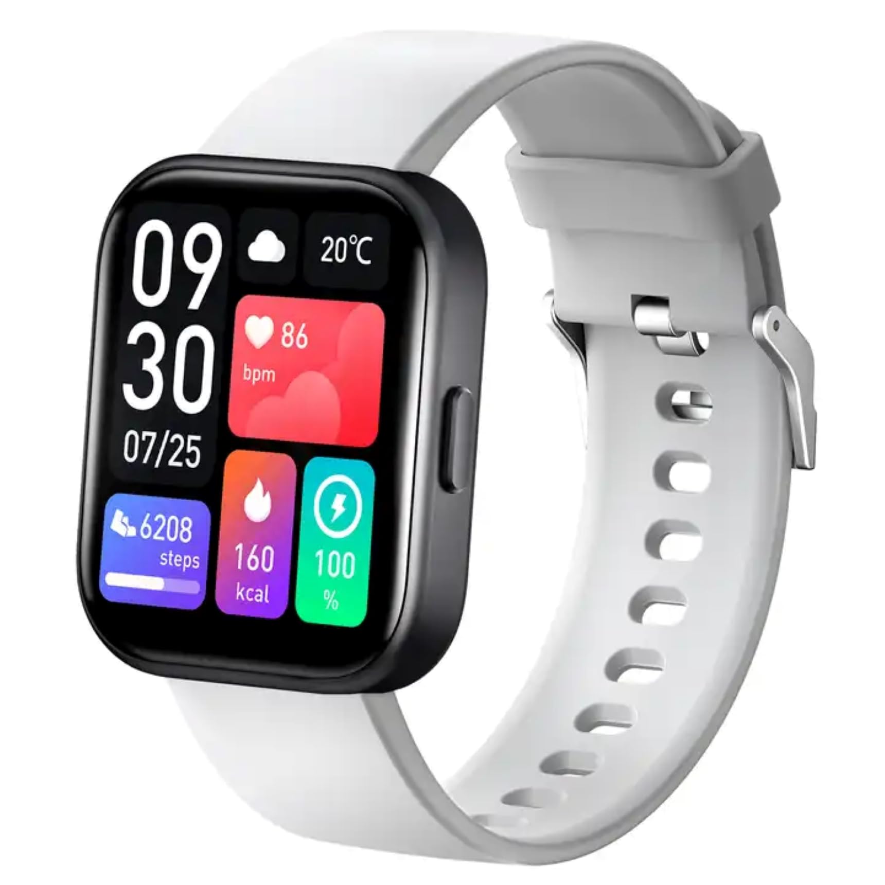 Smart Watch, Answer/Make Calls, 2" HD Full Touch Screen Fitness tracker with 100+ Sport Modes IP68 Waterproof Watch for Android iOS with Heart Rate Blood Oxygen Sleep Monitor. (Light Grey)
