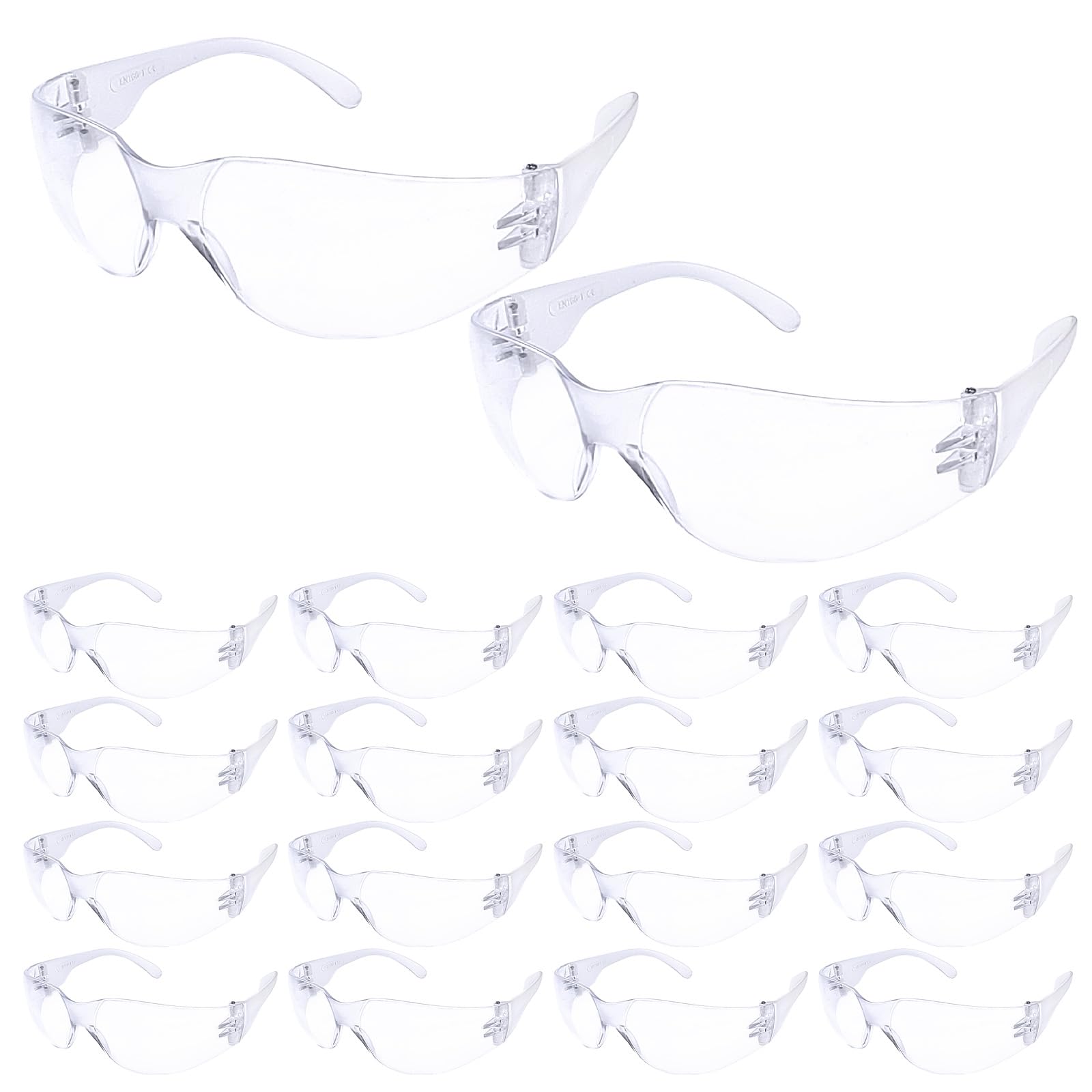 100 Pairs Protective Safety Glasses Bulk Clear Lens Splash Proof Eye Protection Goggles Scratch Impact Resistant Eyewear for Women Men Construction Work Science Lab Shooting