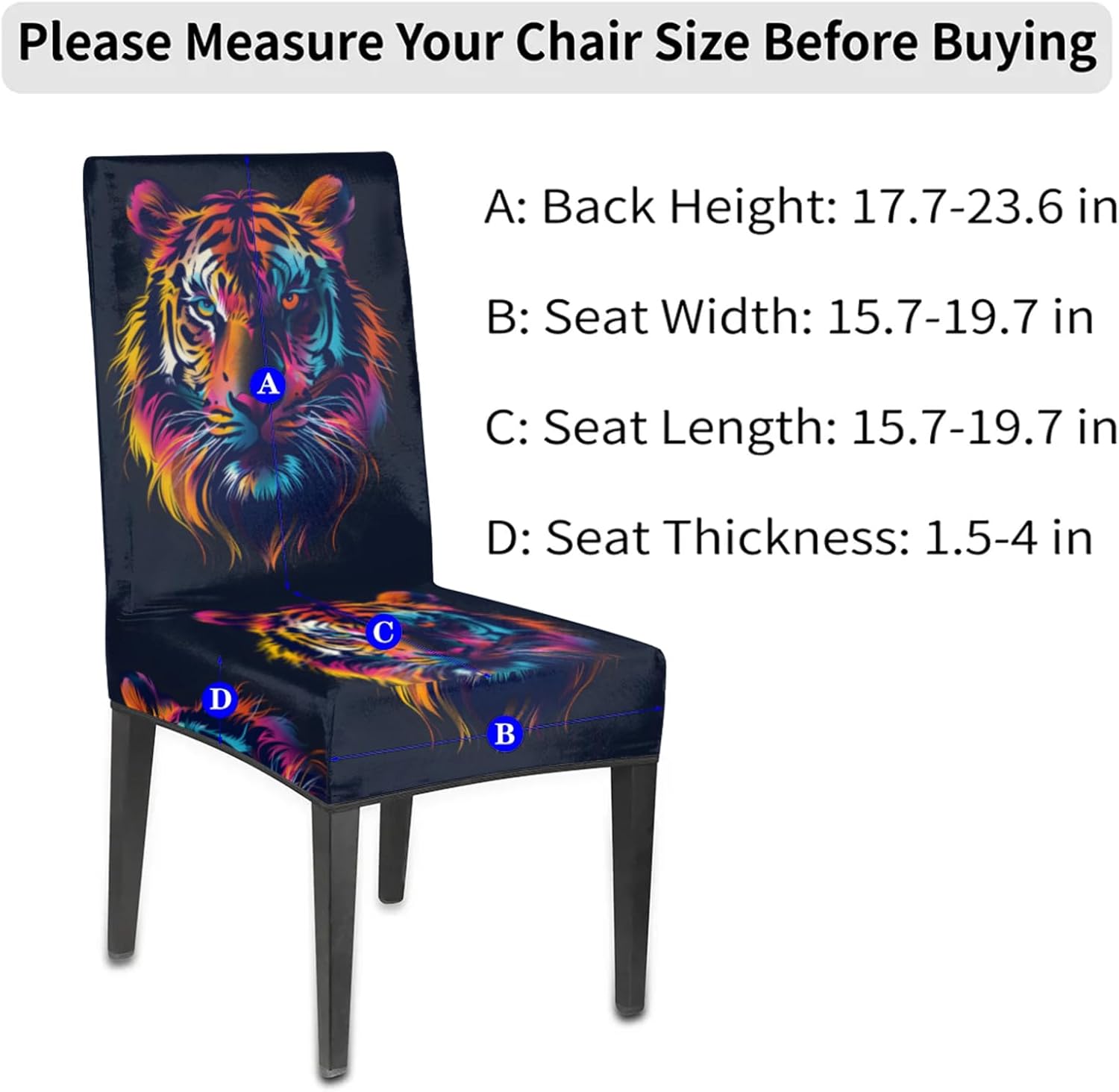 QsirBC Abstract Watercolor Tiger Stretch Dining Room Chair Covers Set of 4 Chair Slipcovers Removable Washable Kitchen Seat Covers Chair Protectors for Hotel Party Wedding
