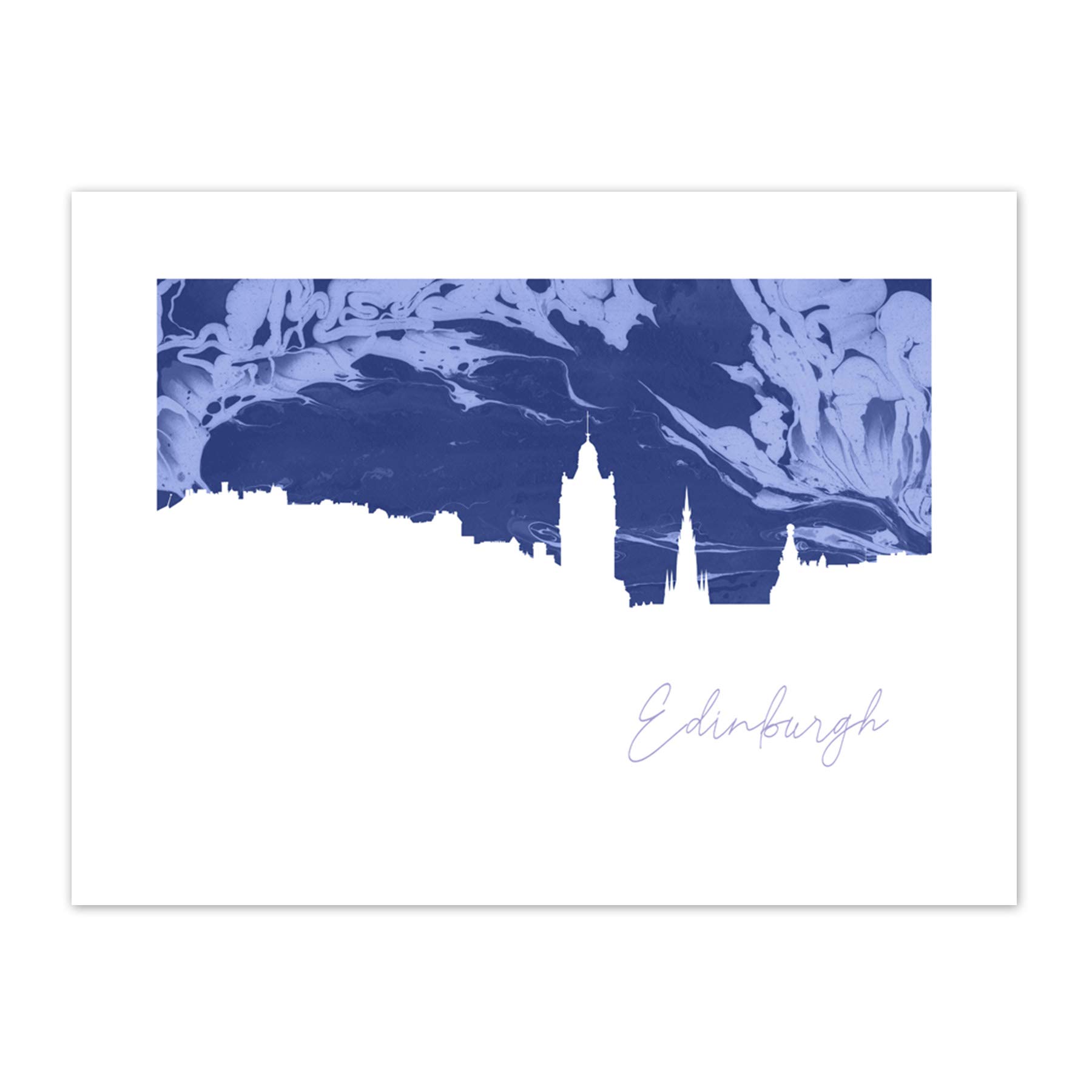Scotland Edinburgh Cityscape Marble Blue Canvas Wall Art Print
