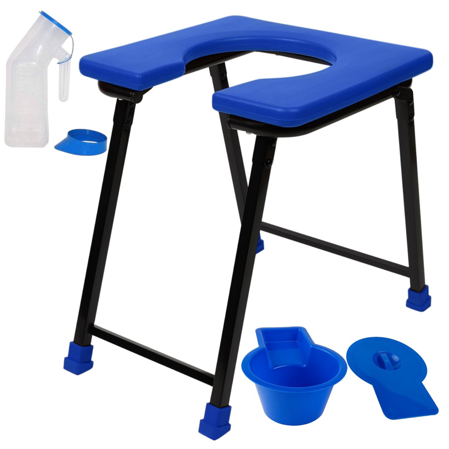 Rewell Life Pot Toilet Chair Combo with 1000ml Autoclavable Urinal | Folding Commode Chair for Elderly, Disabled, Men & Women | Mild Steel Bath & Shower Chair with Toilet Seat (Blue)-image-22