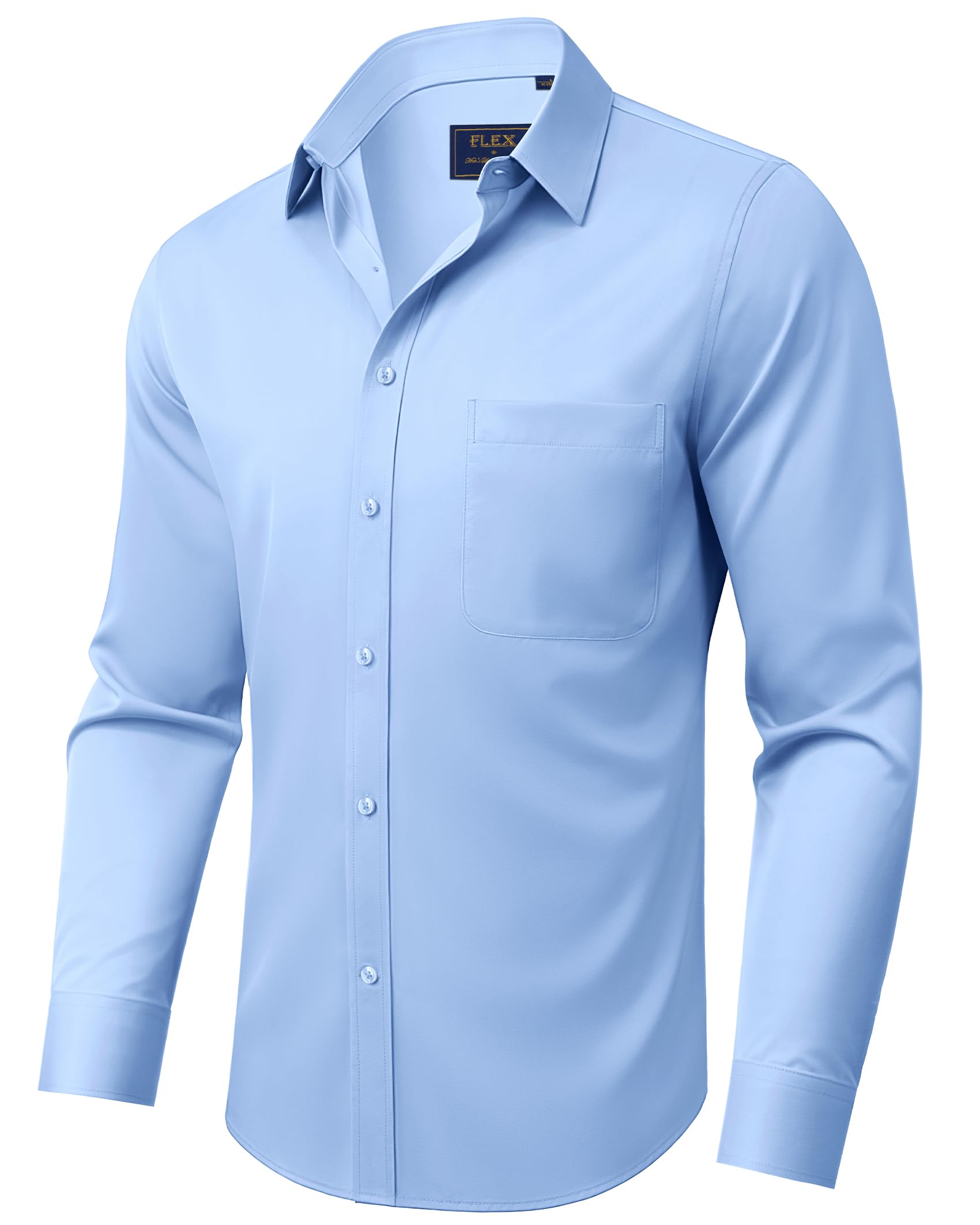 siliteelon Hemd Herren Langarm Regular Fit Businesshemd Hochzeit Anzughemd Unifarben Stretch Freizeithemd mit Tasche