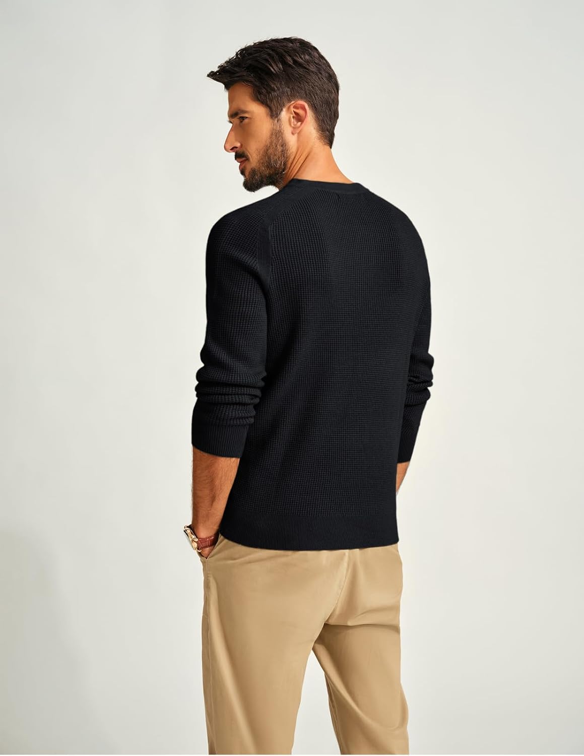 PJ PAUL JONES Men's Henley Long Sleeve Sweaters Solid Color Soft Warm Pullover Sweaters - Image 3