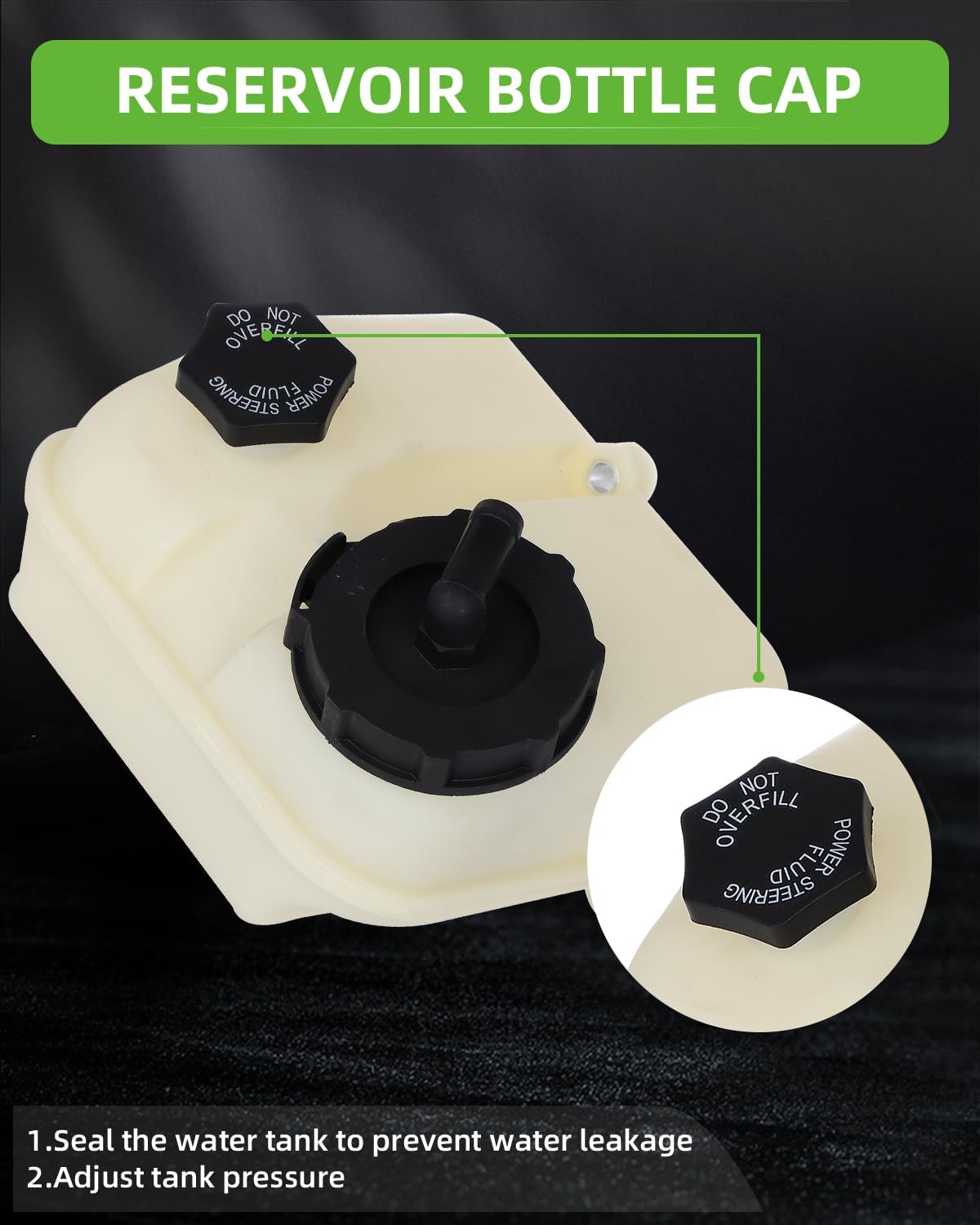 SCITOO Power Steering Reservoir Tank Bottle Coolant Recovery Overflow [W/Sensor &with Cap] compatible with for Freightliner Business Class M2 2008-12,[5.9L,8.3L,6.4L,6.7L] Replace# A1414796003