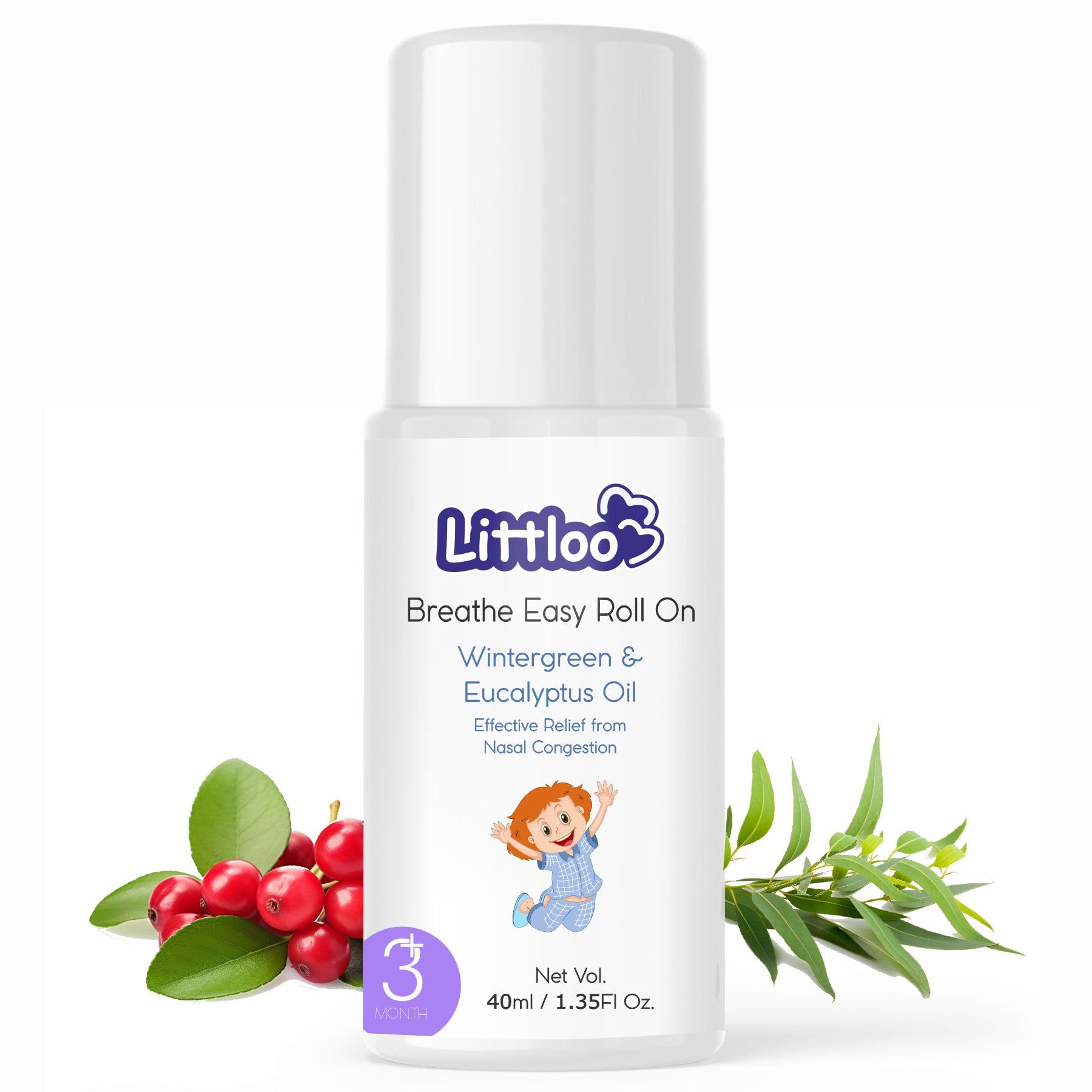 Breathe Easy Roll-On for Kids - 40ml | Relieves Cold and Nasal Congestion | Enriched With Gandhapura and Eucalyptus Oil