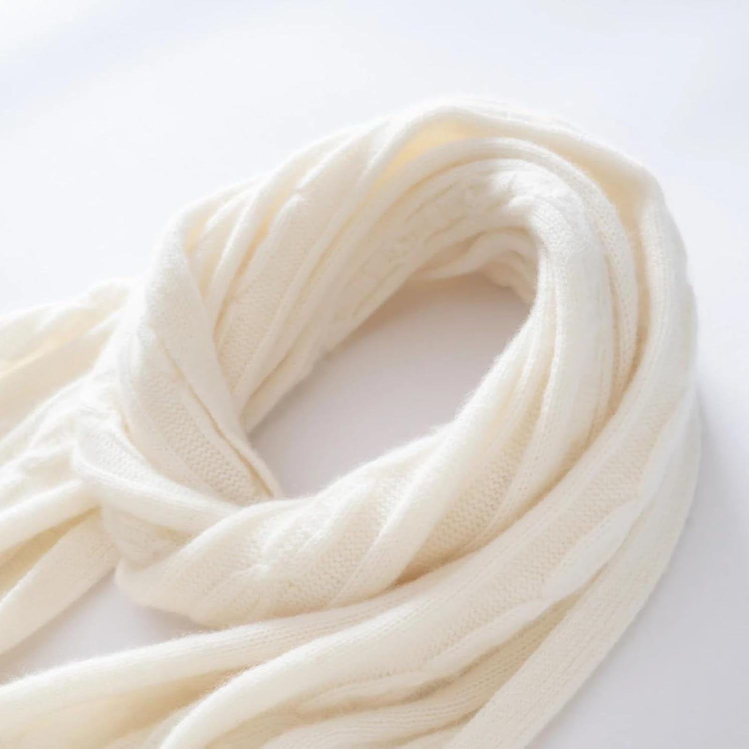 Women's Wool Scarf Thick Warm Knitted Wrap Soft Solid Color Fall Winter Outdoor Shawl