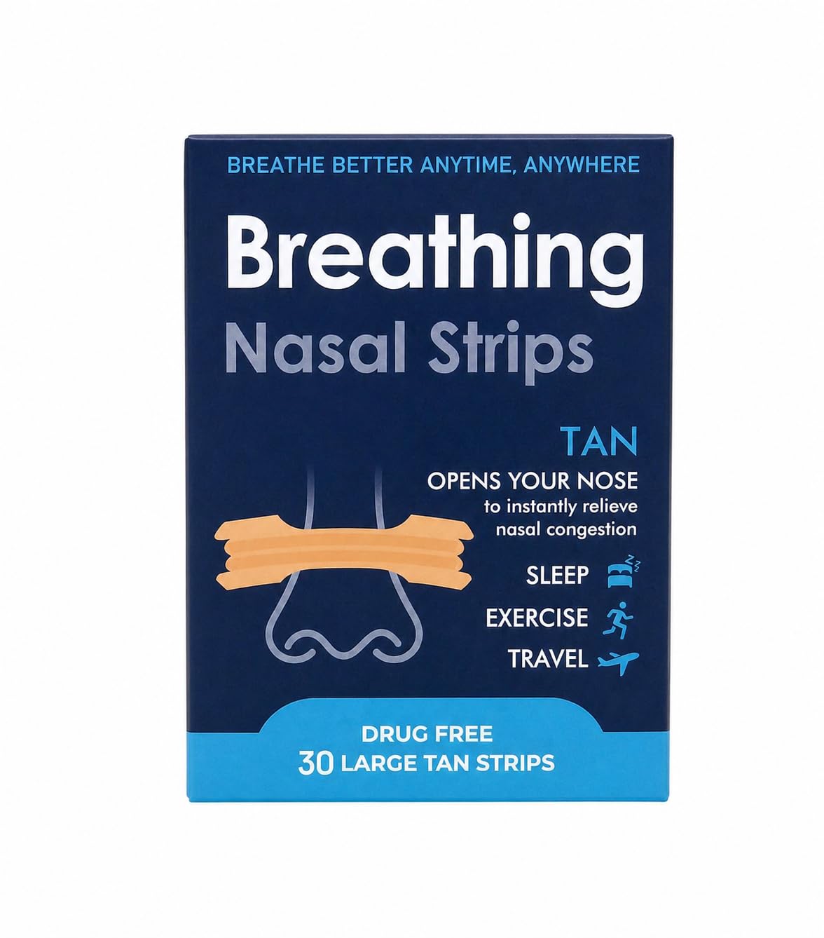 Breathe Right Extra Clear 30 Count | Transparent Drug-Free Nasal Strips for Snoring & Congestion Relief | Improves Airflow Naturally pack of 1-image-15