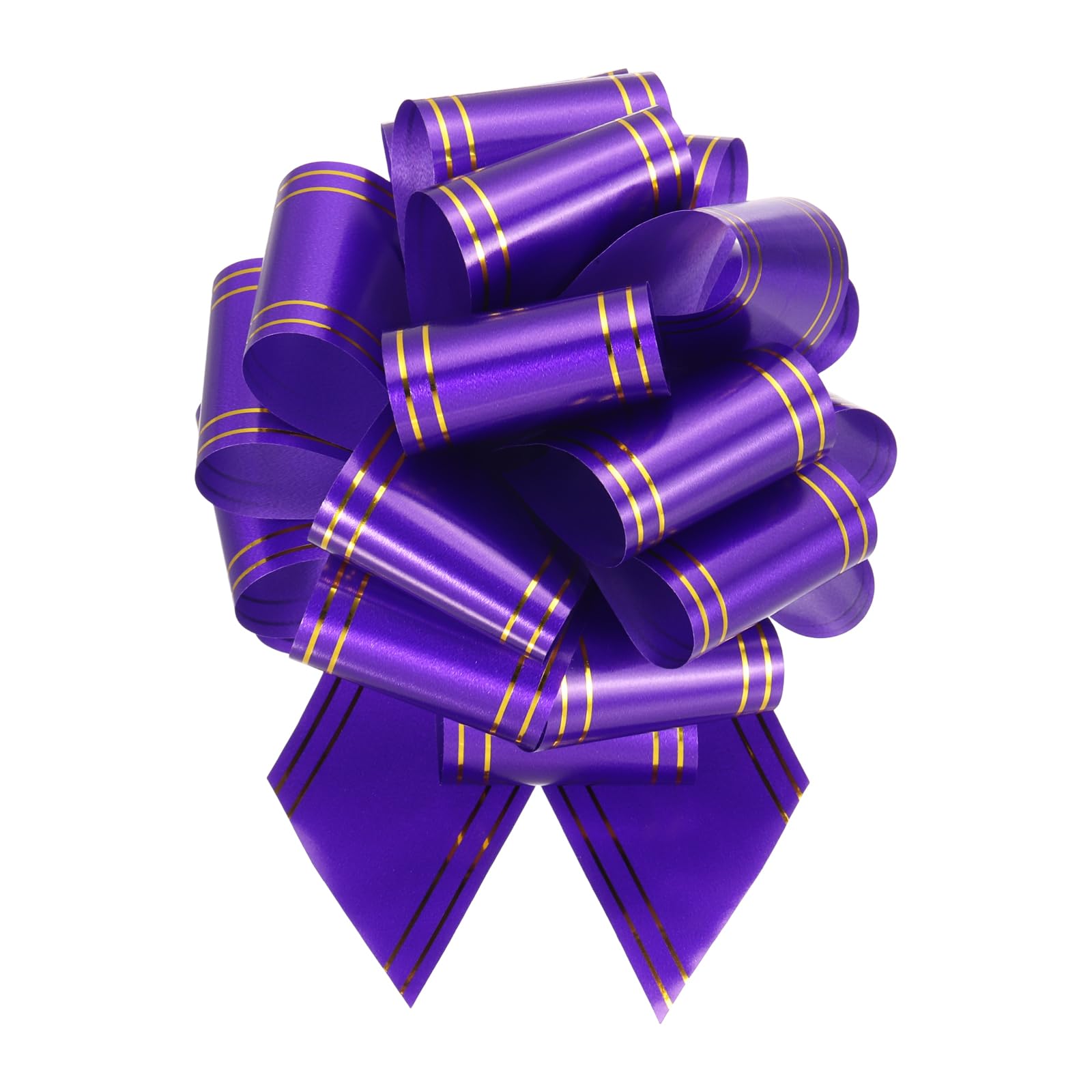 sourcing map 5pcs 4 Inch Large Pull Bow Metallic Purple Gift Wrapping Bows with Gold Edge for Wedding Baskets Presents Christmas