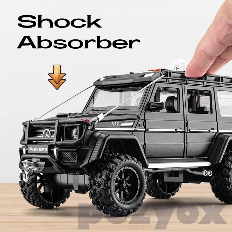 Image of 1:24 Diecast Mercedes-Benz G550-4X4 Modified Metal Pull Back Car with 6 Openable Doors & Sound Light Auto Toy car Best Gift Toys for Kids Boys (Black)