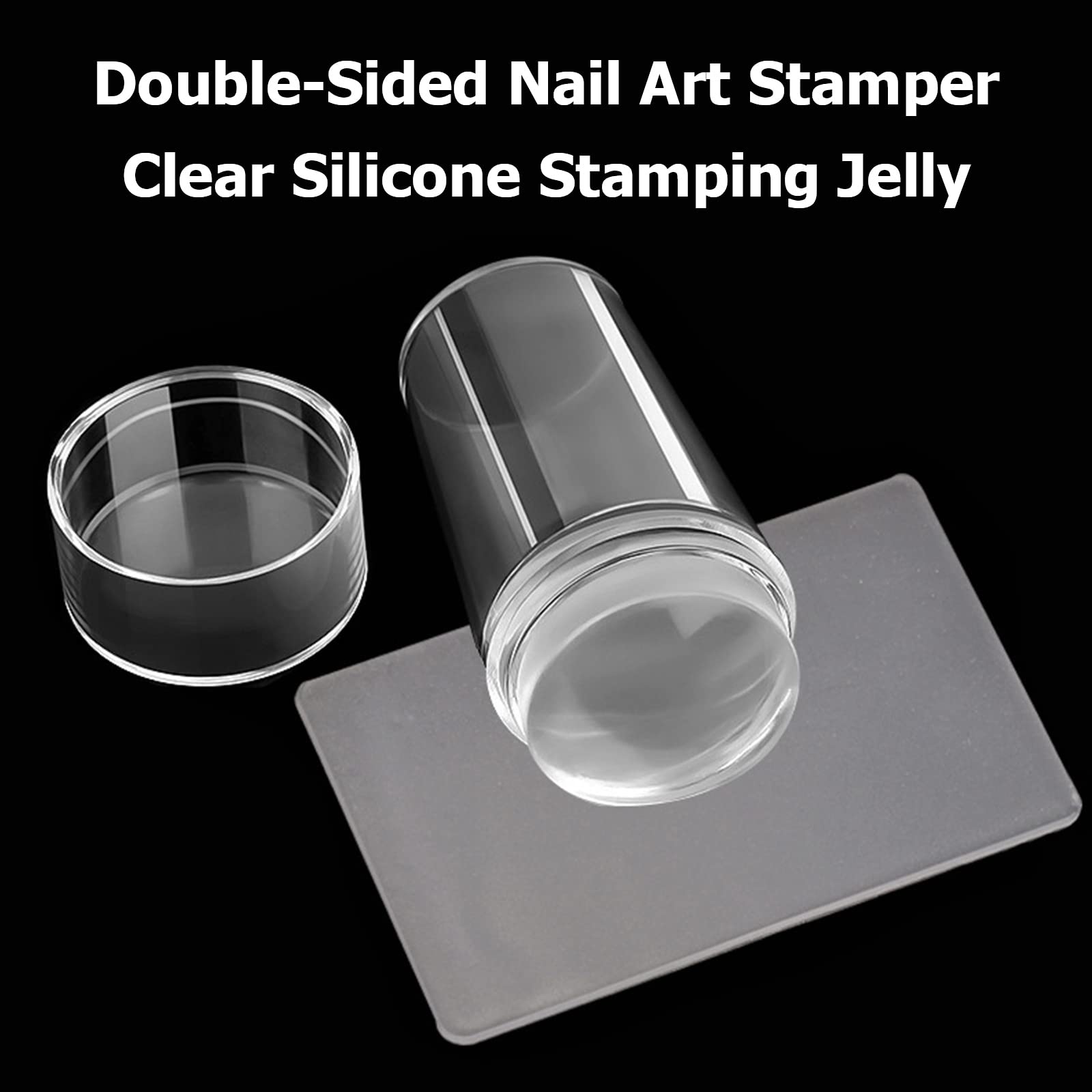 Dwustronny stempel do zdobienia paznokci ze skrobakiem przezroczysty silikonowy tłoczony galaretka przezroczysty widoczny korpus bez zgubienia do salonu DIY Decor