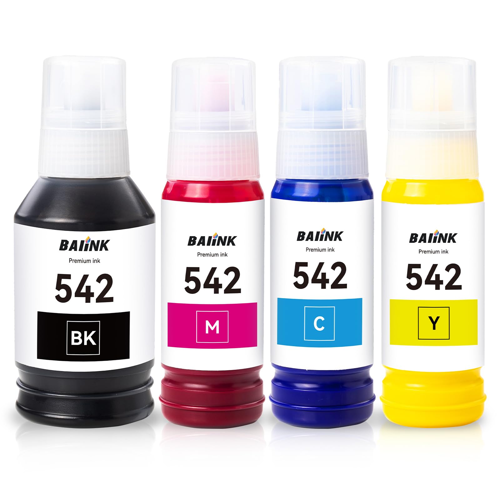 542 Pigment Ink Refill Ink Bottle Replacement for 542 Ink T542 Compatible with EcoTank ET-5800 ET-5850 ET-5880 ET-16600 ET-16650 ST-C8000 (1 Black,1 Cyan,1 Magenta,1 Yellow, 4 Pack)