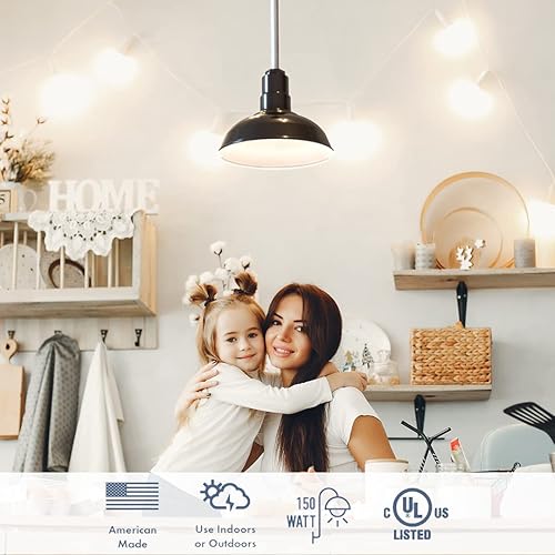 Miniatura 4 de Steel Lighting Co. El Segundo - Lámpara de granero  Colgante montado en el techo  Cúpula de 12 pulgadas  Cable negro  Luz de granja de acero