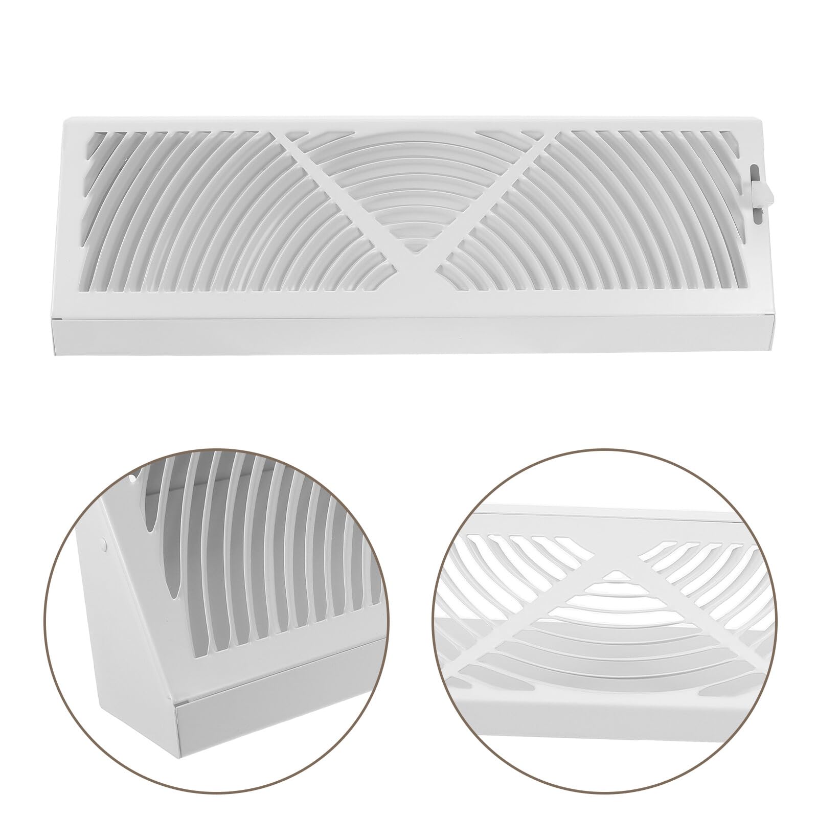 Grille de Ventilation Sol Blanche en Fer 38 X 12 CM Déflecteur D’Air Réglable Diffuseur Intégré Compatible Systèmes de Climatisation et Chauffage pour Ventilation