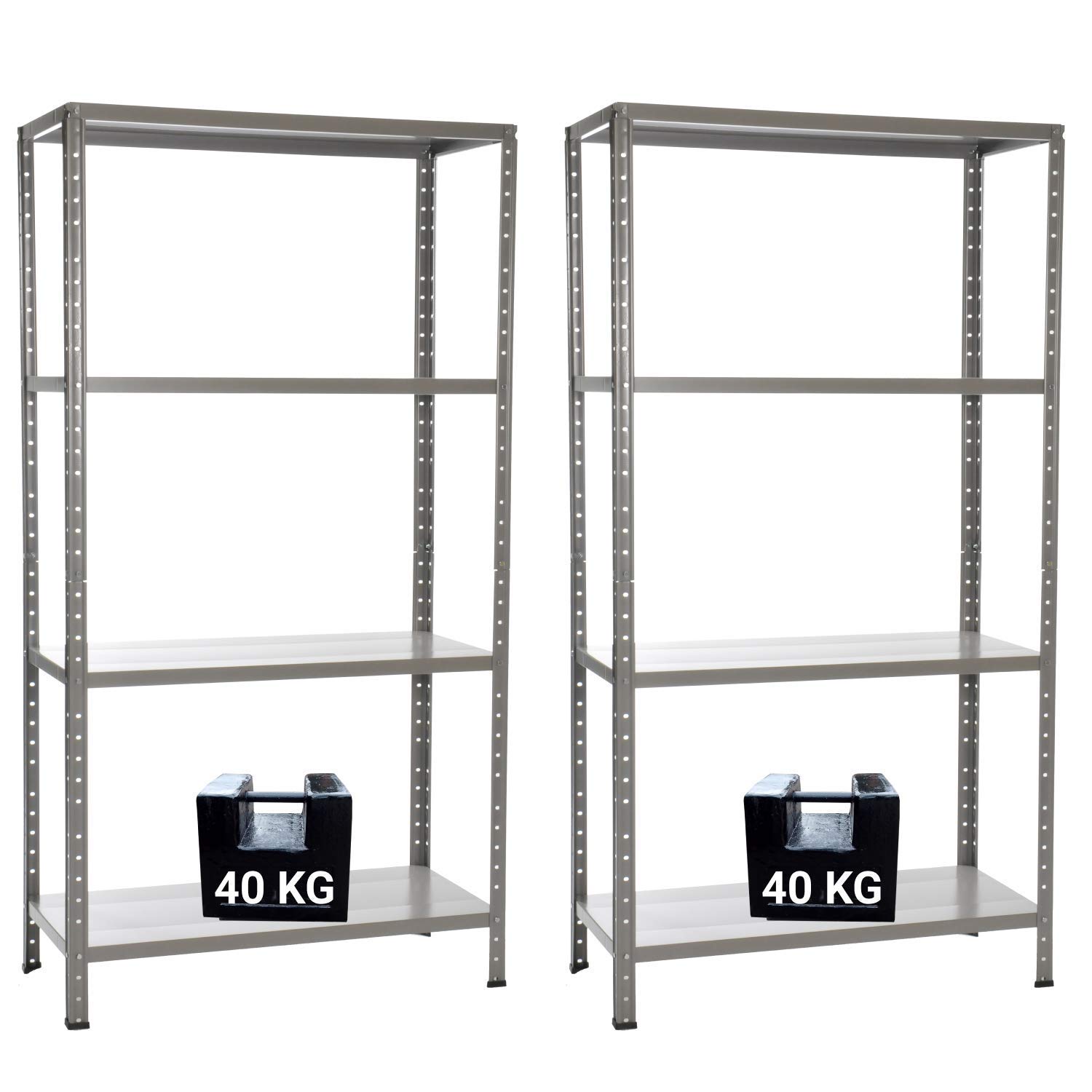 GRIMA Offerta Speciale Confezione Doppia, Confezione Super Conveniente con 2 (due) ripiani completi - dim 75X30x136cm, 4 ripiani regolabili (40 kg per ripiano, totale 160 kg) Ripiano in Metallo