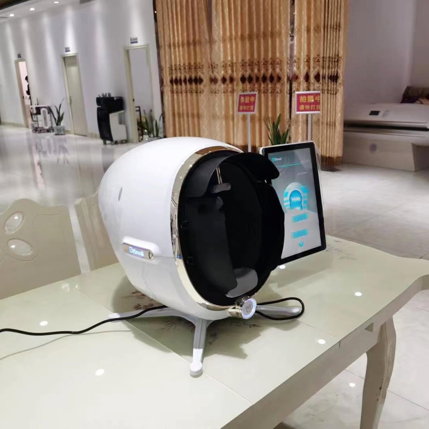 Qiang 36 Millionen HD-Pixel Hauterkennungsgerät Gesichtsanalysegerät 3D-Gesichtsscanner Hauttestgerät mit 8 Spektralanalysemodi,14 Artikel Getestet,13,3-Zoll-HD-Bildschirm,White