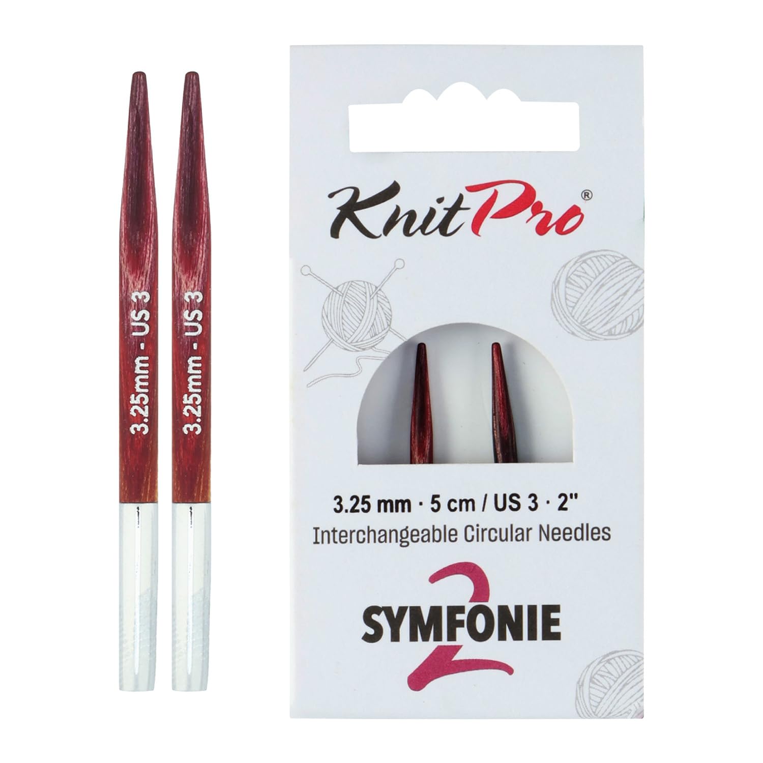 KnitPro Symfonie 2 Mini Interchangeable Needles 2" (5cm) | 3.25mm