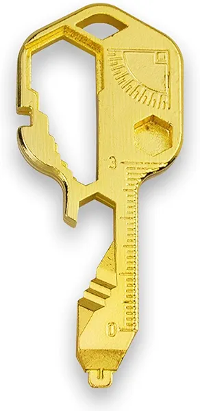 Tigbrother 24-in-1 Multi-Tool Key - Portable Stainless Steel Key Tool with Screwdriver, Wrench, Bottle Opener, Keychain Tools for Outdoor, Camping, Hiking & Everyday Carry (Gold)