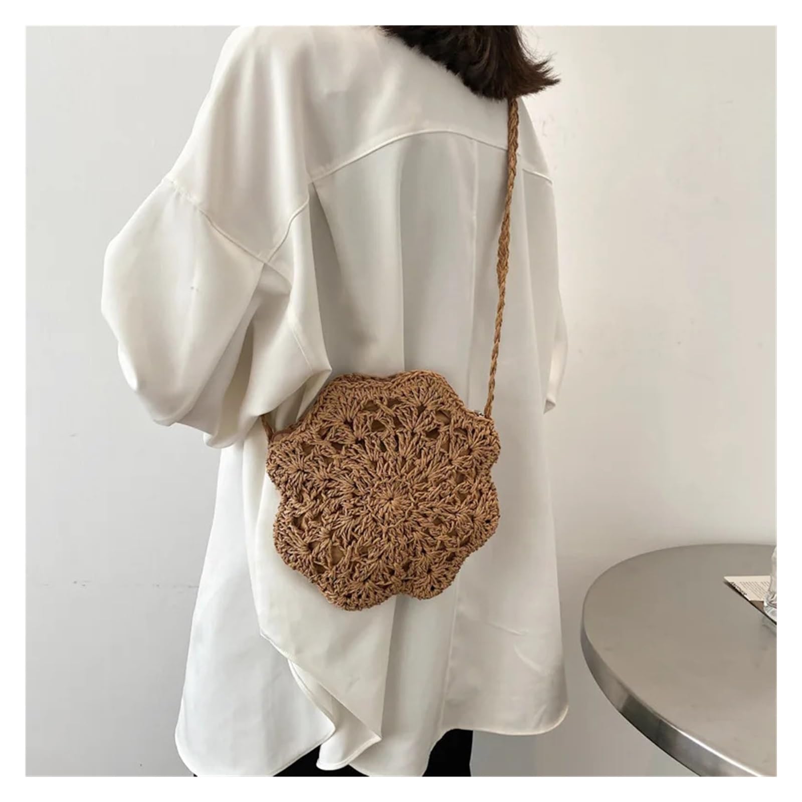 Bolso Redondo de Ratán Trenzado Bolsos bandolera redondos de paja