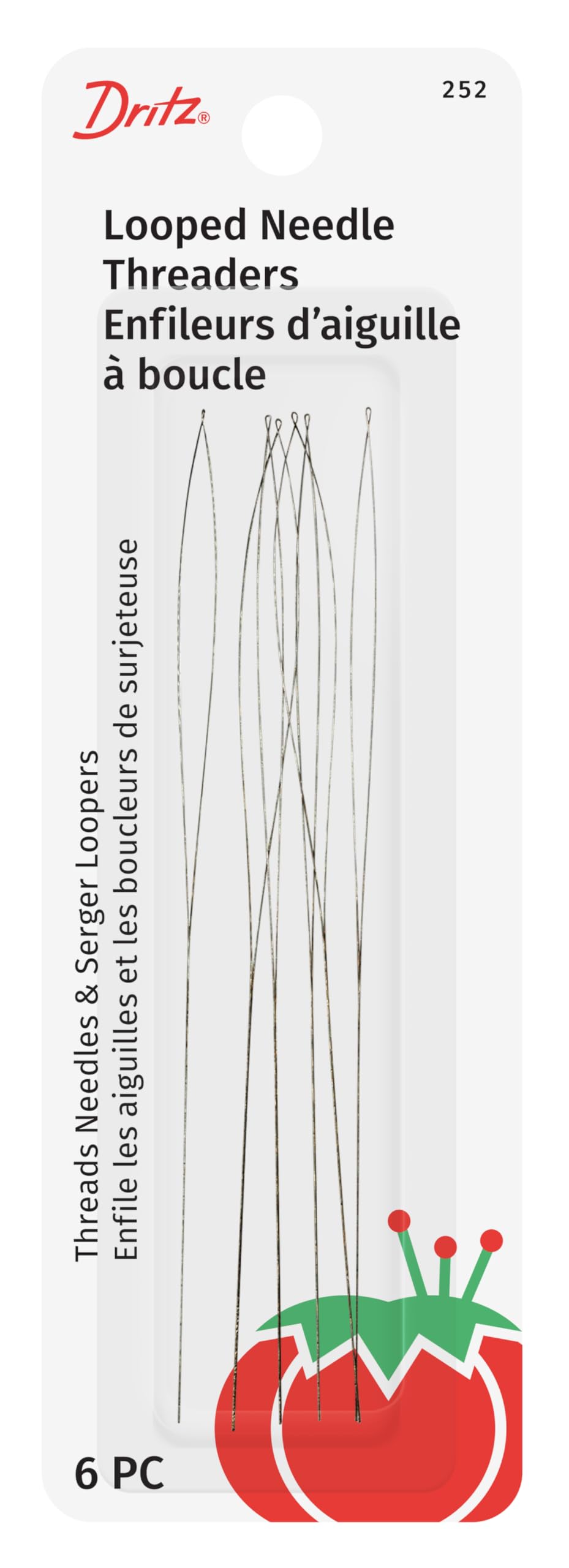 Dritz 252 Looped Needle Threaders-6/Pkg, Silver, 4 UK