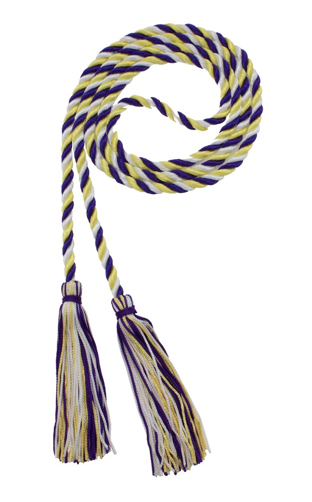 Tassel Depot Graduation Honor Cord - Purple/Maize/White - Every School Color Available - Made In Usa