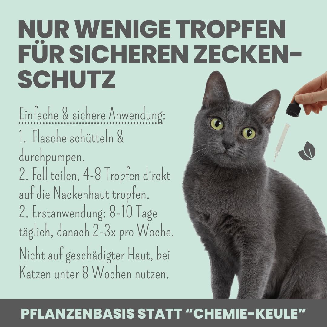 Noms+ Zpot-on Zeckenmittel für Katzen Jahresvorrat | Spot On mit pflanzenbasierten Wirkstoffen | gegen Zecken, Milben, Flöhe, Sandmücken