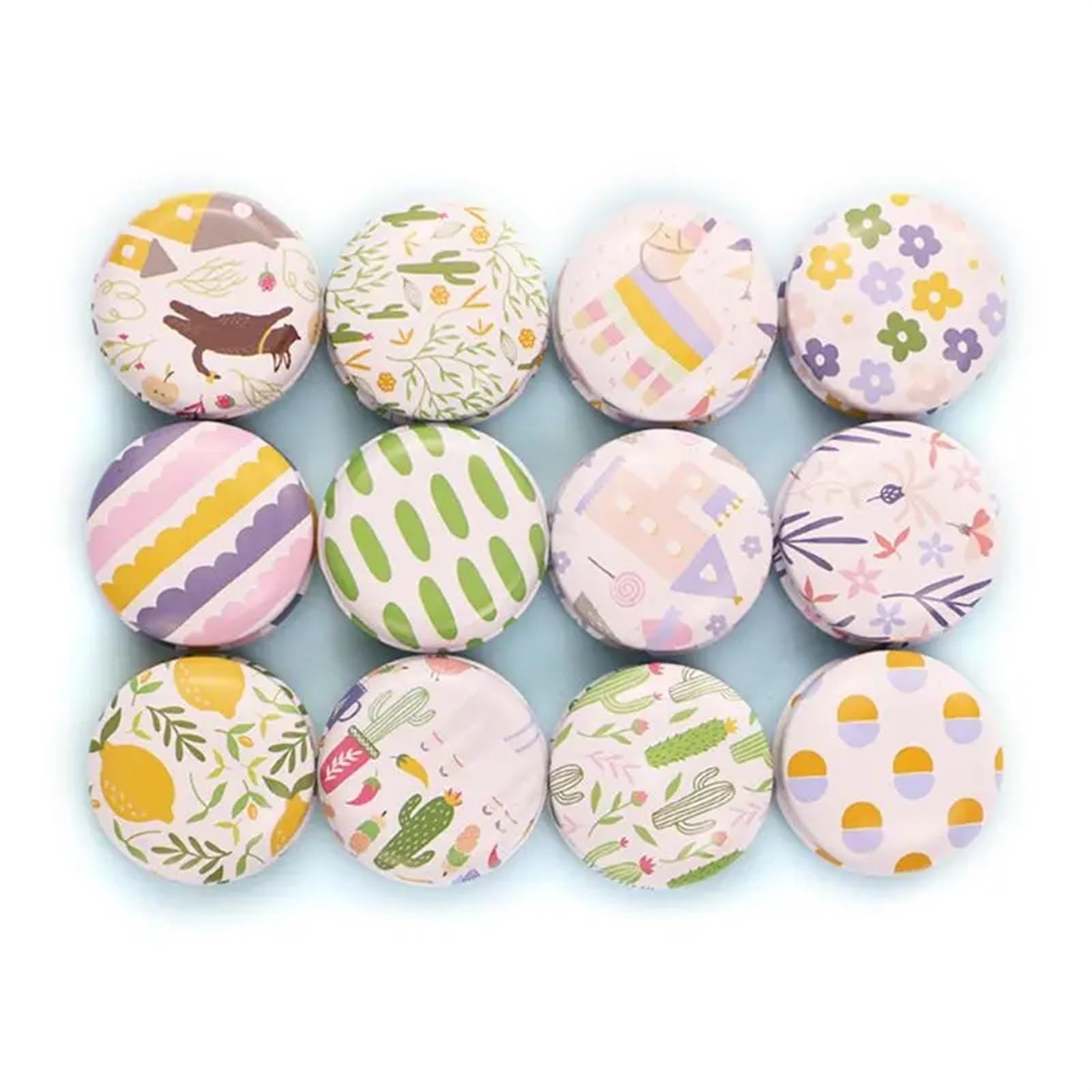 Candle Jars, 12pcs Mini Flower Tin Box Candle Jars DIY Candle Jar Balm Round Empty Lipstick Case(D)