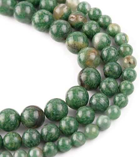 Miniatura 2 de Cuentas de piedra natural, jade africano, 0.315 pulgadas, pulidas, redondas, lisas, verdes, para hacer joyas de adultos, 15 pulgadas (jade africano,