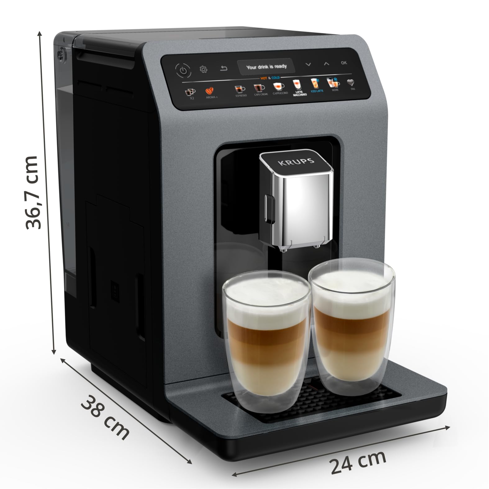 Krups Evidence Hot & Cold Kaffeevollautomat, 18 Getränke, One-Touch Cappuccino, Milchsystem, EA898GF0