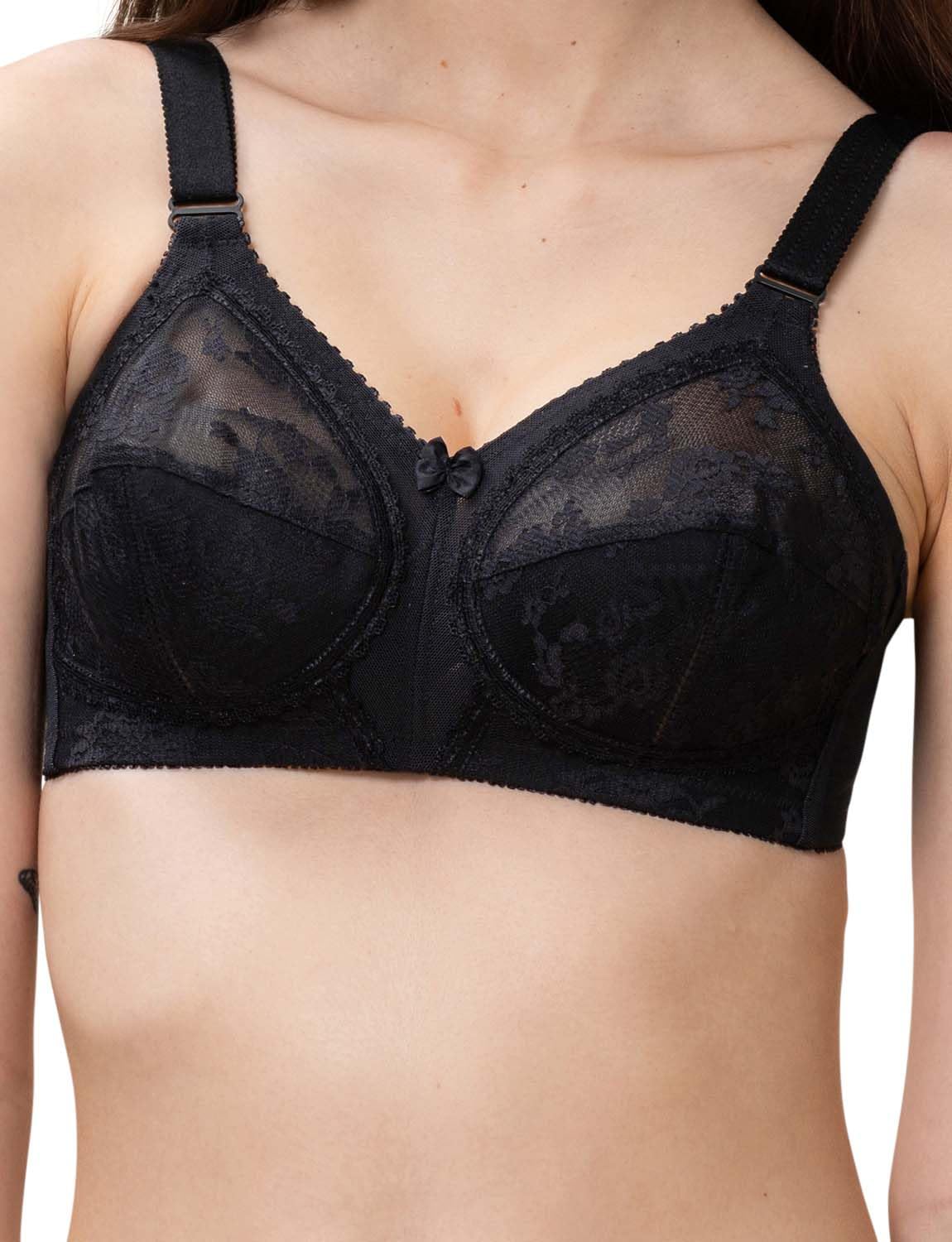 Triumph Women's Black/White Doreen Bra Size 34Dd In Lace Non-Padded Non-Wired