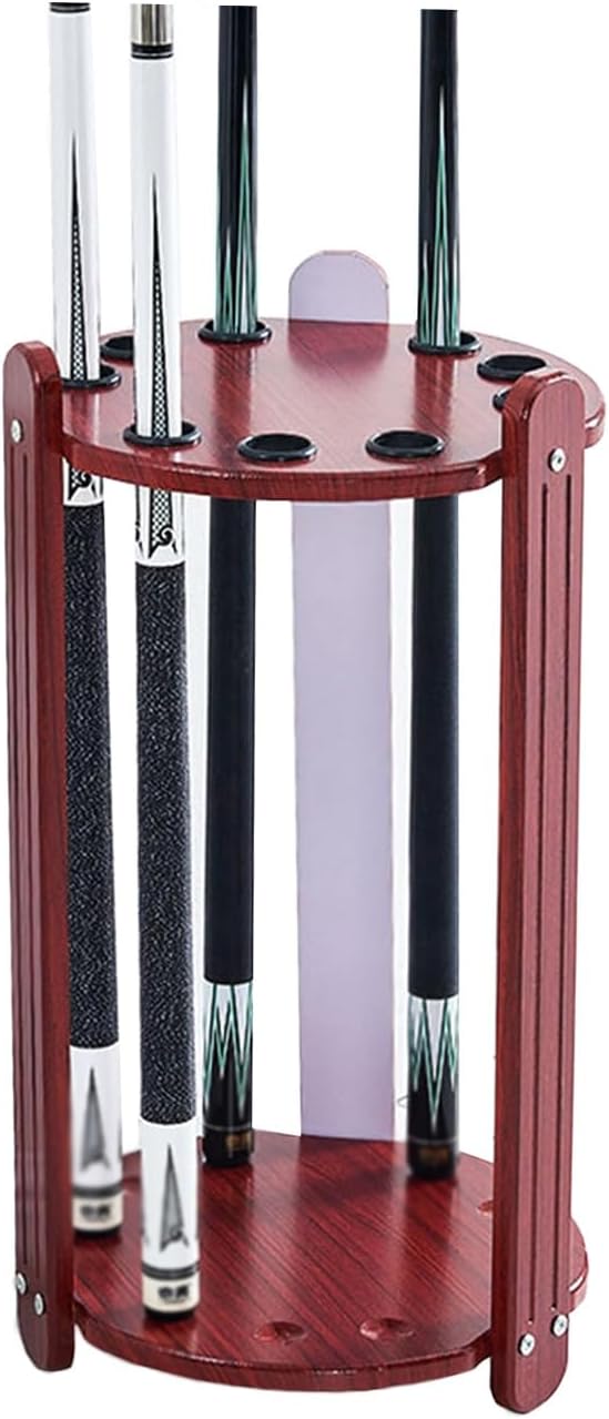 Hardwood Pool Cue Rack Stand - Holds 9 Cues, Durable Stick Holder with Top Rubber Protector, 30kg Capacity - Billiards Accessories for Game Room (Color1)