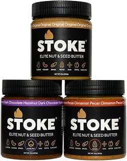 STOKE - Nut Butter For Runners, Mixed Nut & Seed Butter, Fuel To Perform, Nutrient Dense, Peanut Free (3 PACK: ORIGINAL, CINNAMON PECAN, DARK CHOCOLATE HAZELNUT FLAVORS).