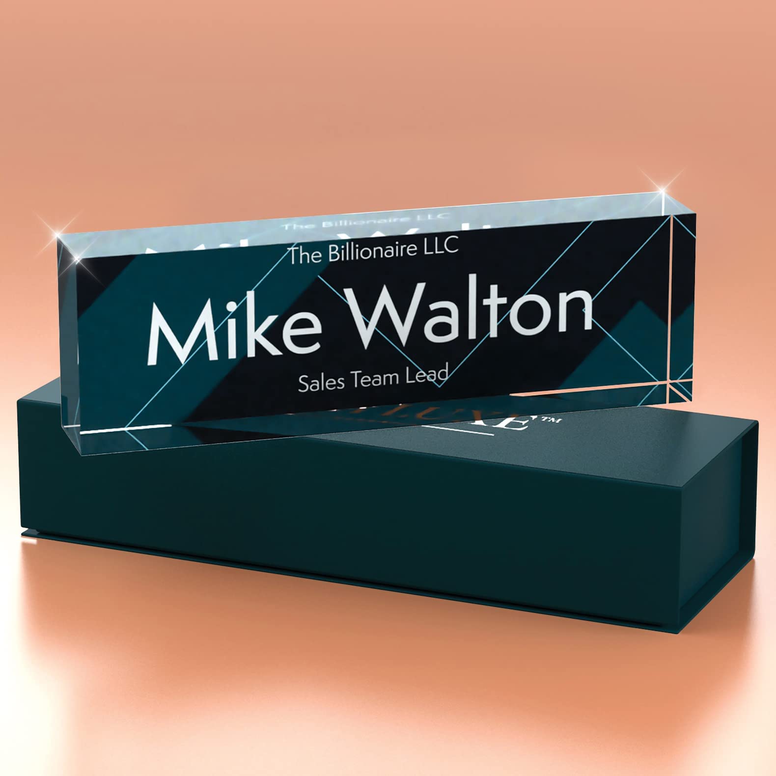 Personalized Desk Name Plate - Custom Acrylic Office Sign With Gift Box