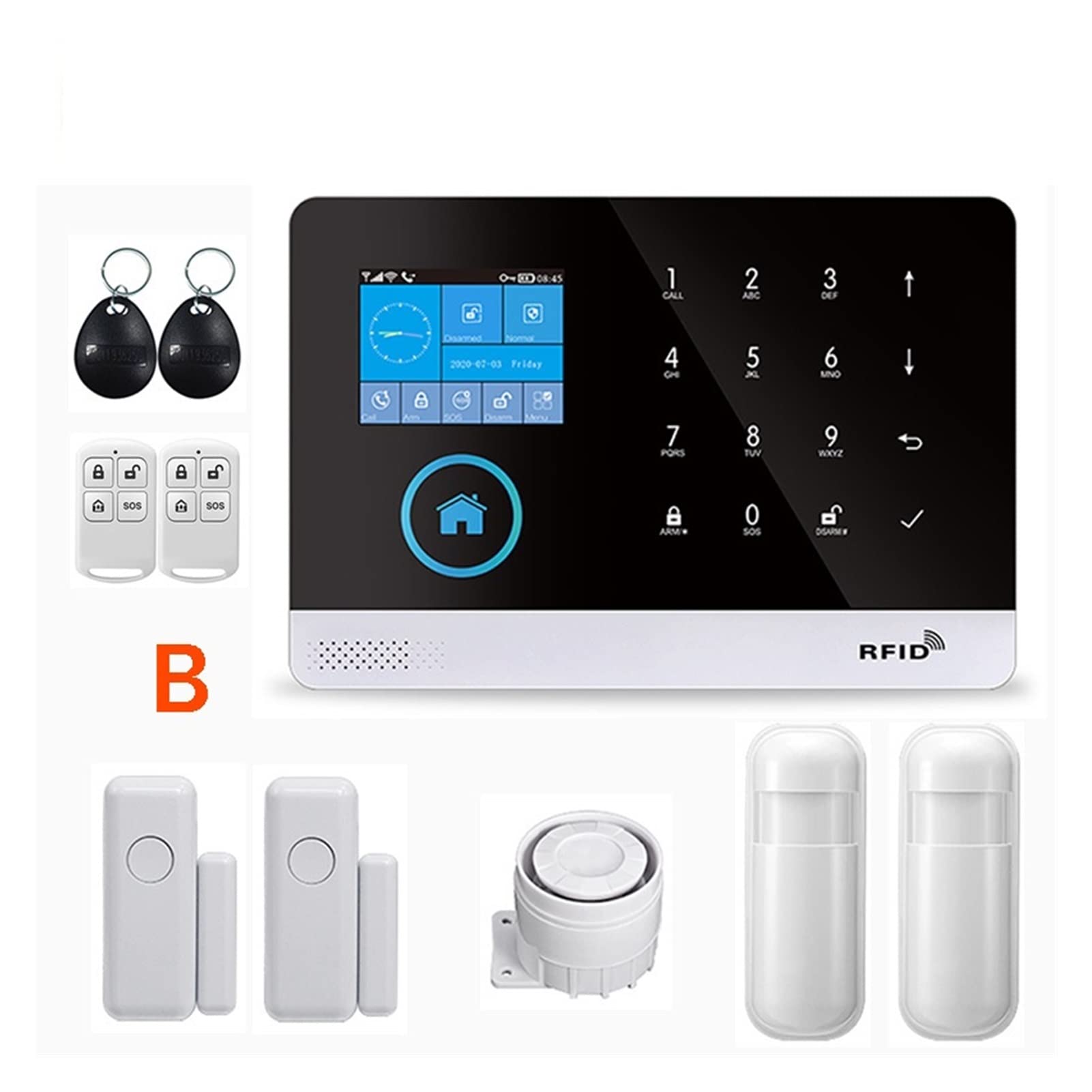 sans Fil WiFi GSM Système d'alarme de sécurité à Domicile for Tuya Smart Life Appliquer avec détecteur de capteur de Mouvement Compatible(J)