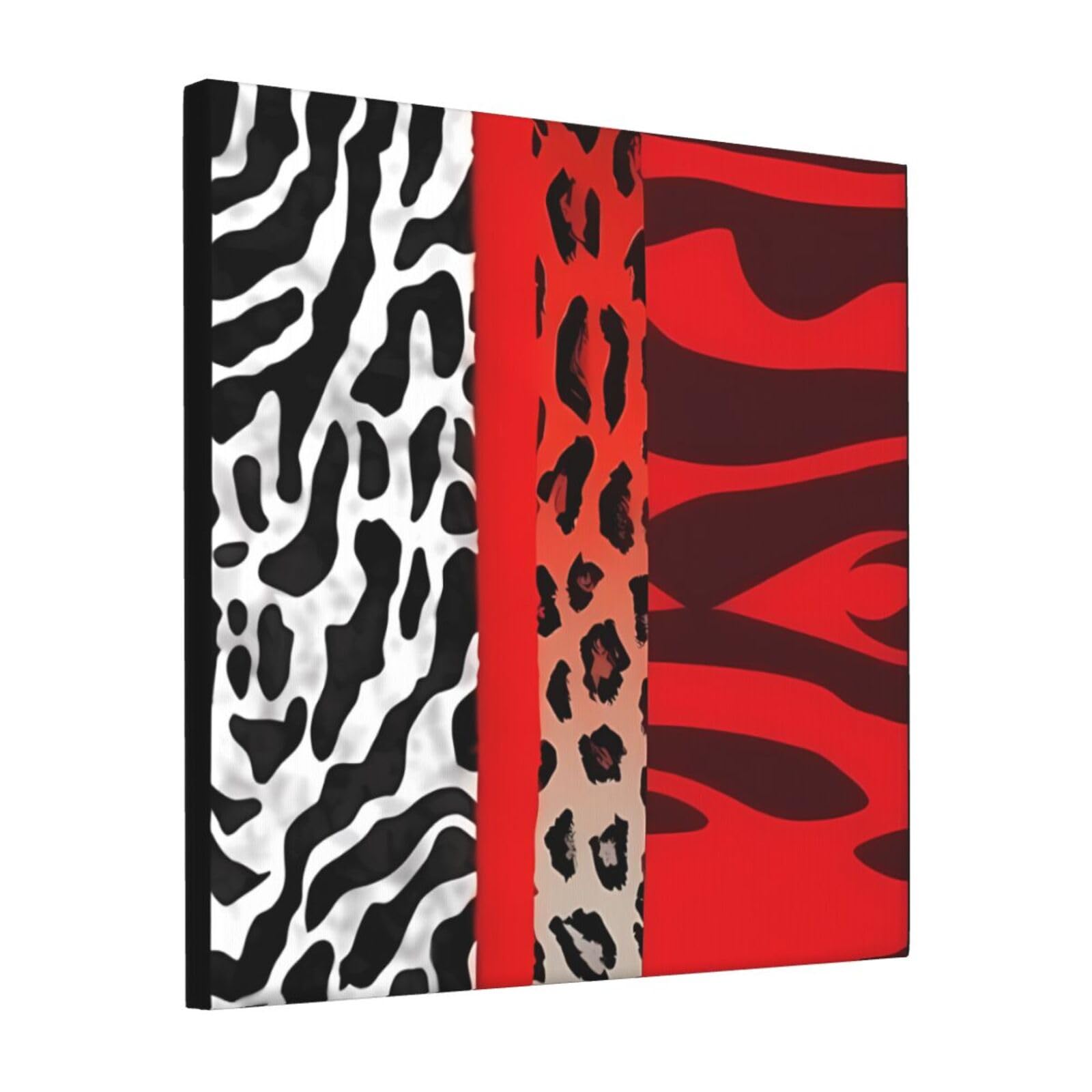KLOPH Red Leopard and Zebra Animal Canvas Wall Art for Living Room 12"x12" Modern Artwork Painting for Bathroom Hanging Canvas Prints Aesthetic Wallart for Bedroom Kitchen Office Wall Decor