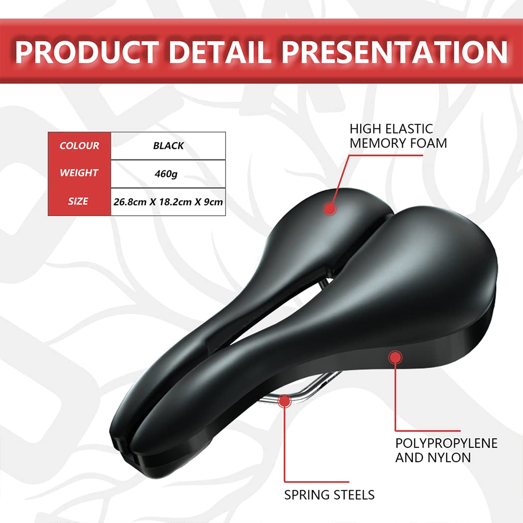 Selle Velo réglable en Largeur, Selle Velo Confortable, Selle vélo Anti Douleur, Selle de vélo adaptée pour VTT, vélo de Route et vélo à Domicile