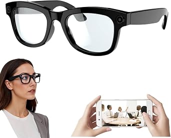 Smart AI Glasses with 5MP Camera & Open-Ear Audio - Bluetooth 5.3, GPT Integration, Blue Light Filter | Hands-Free Control, EIS Stabilization Transparent