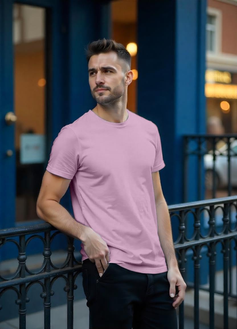 Men’s Tshirts - 100% Cotton Crew Neck T-Shirt, Soft Slim Fit Plain Short Sleeve Tee, Breathable Casual Undershirt - Image 2