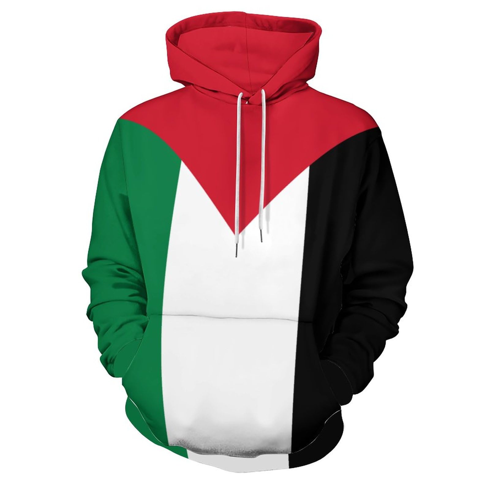 PELNYC Palestine Flag Cool Patriotic Hoodies Sweatshirt Drawstring Pullover with Pockets Outerwear Soccer Fans Hood Multicolor