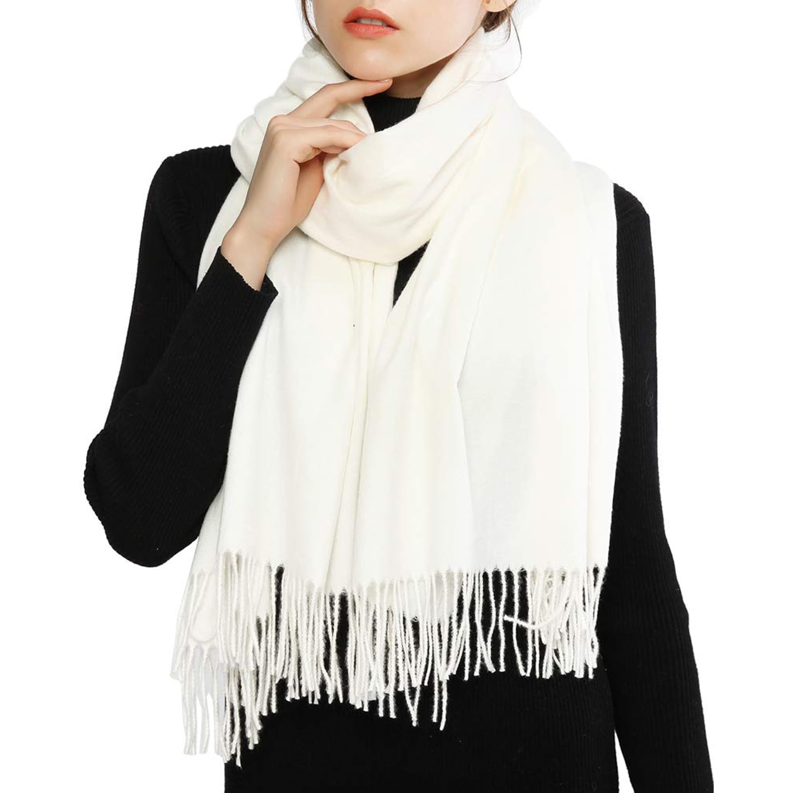 Riiqiichy Women's Cream Scarf For Winter Scarves Pashmina Shawls Wraps For Weddings