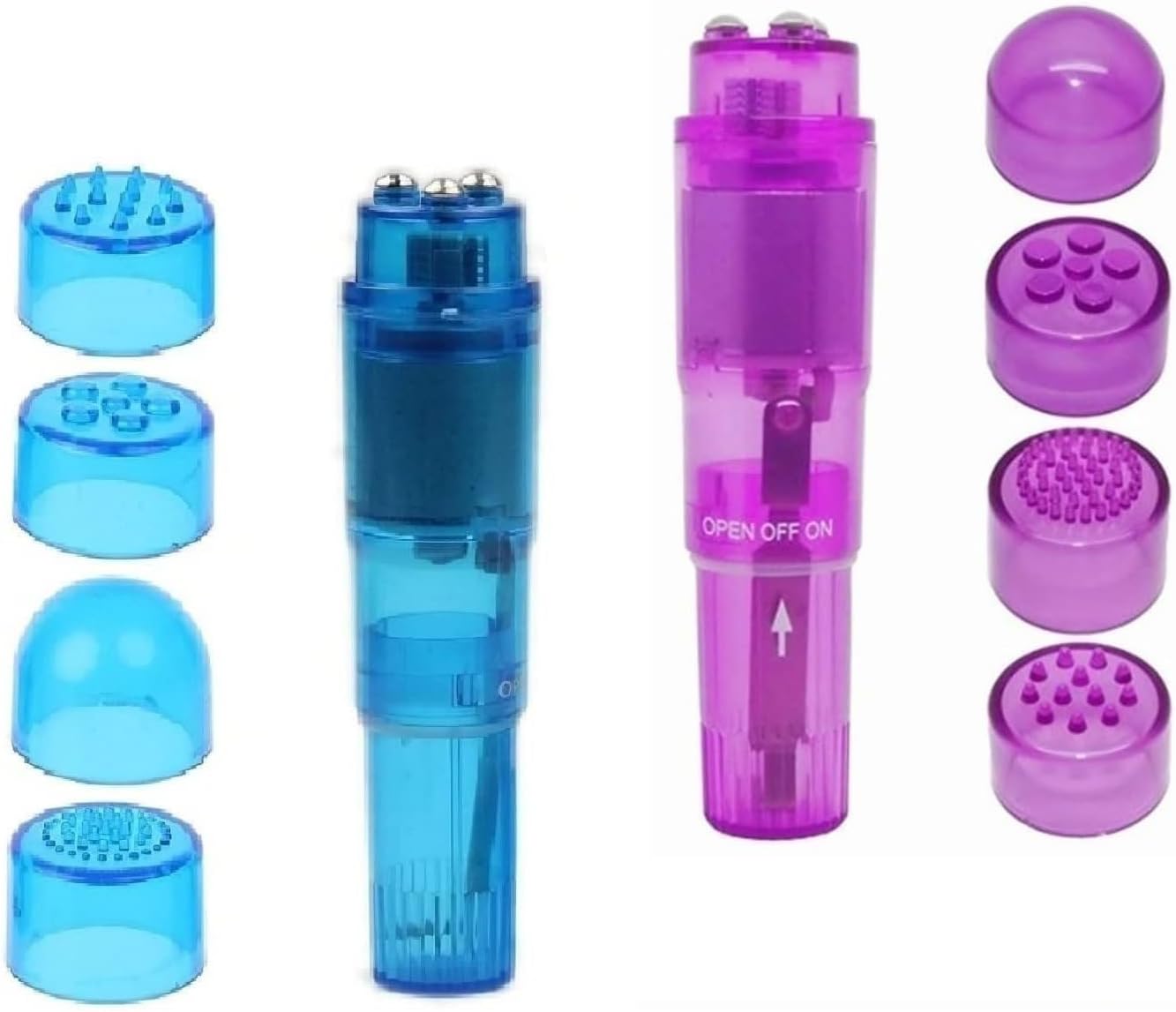 Mini Massager Handheld with 4 Heads Pocket Pen for Body, Face, Neck, Head,Back (Blue Purple Color)